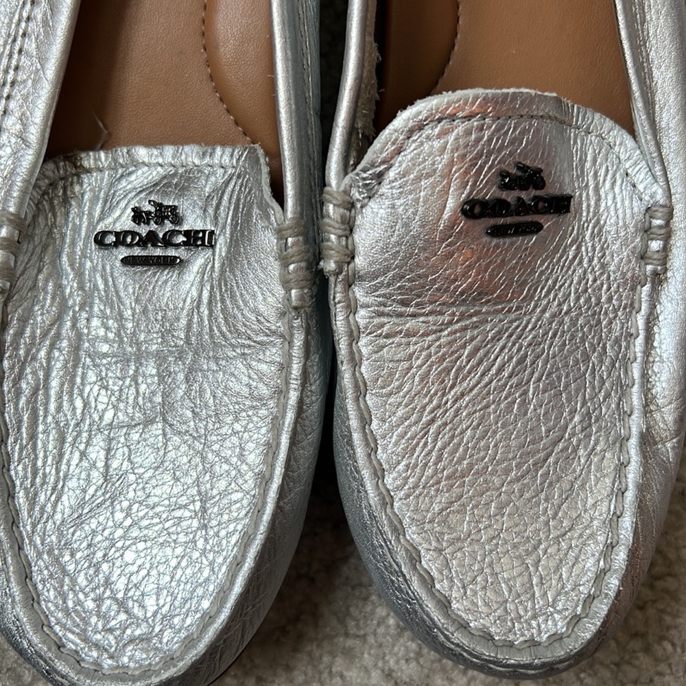 Coach Marley Leather Silver Loafers - Picture 4 of 4
